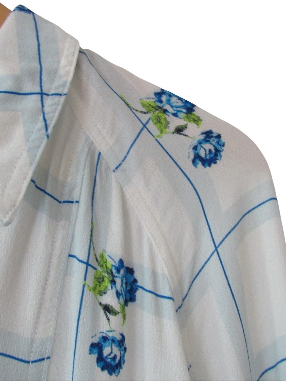 Free People Window To My Heart Button Down Shirt Blouse XS White Blue Floral - Picture 4 of 11
